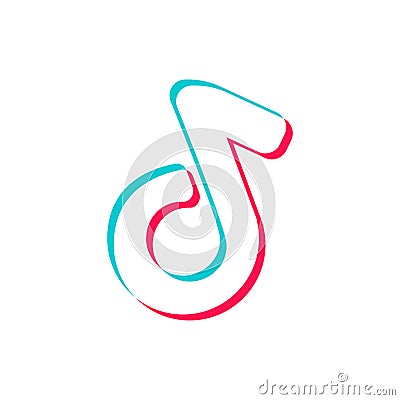 Multicolored music note in modern flat style. Logo or emblem for musical dance social media application. Modern information symbol Editorial Stock Photo