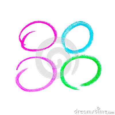 Multicolored painted circles on a white isolated background. Stock Photo