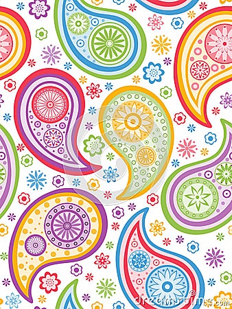 Multicolored paisley seamless. Vector Illustration