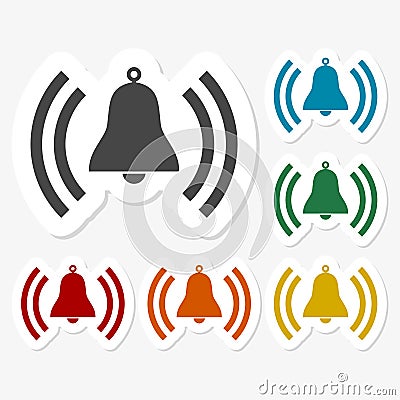 Multicolored paper stickers - Bell Icon Vector Illustration