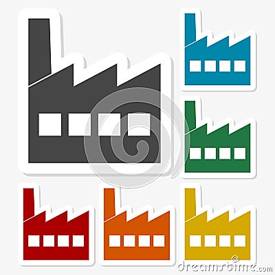 Multicolored paper stickers - Factory icon Vector Illustration
