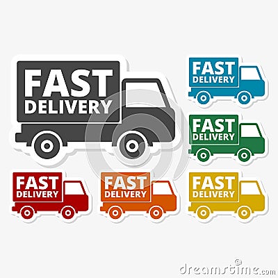 Multicolored paper stickers - Fast Delivery service Vector Illustration