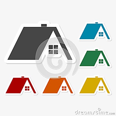 Multicolored paper stickers - Home roof Vector Illustration
