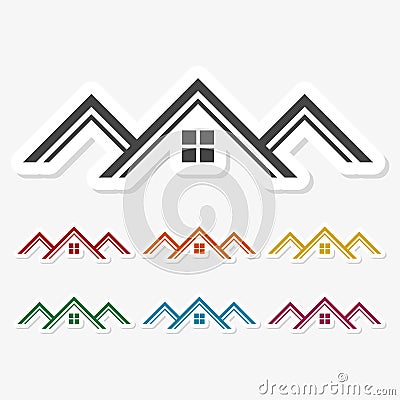 Multicolored paper stickers - Home roof Vector Illustration