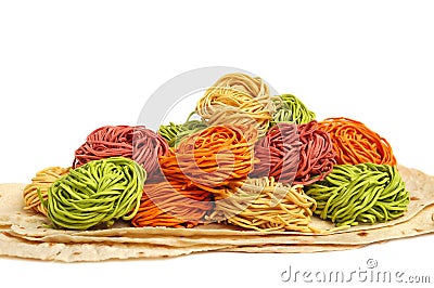 Multicolored pasta Stock Photo