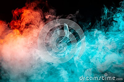 Multicolored pattern of the smoke of the green and red colors of Stock Photo