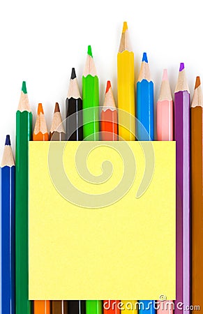 Multicolored pencils and paper Stock Photo