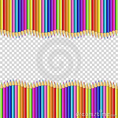 Multicolored pencils wavy border frame with empty copy space Vector Illustration