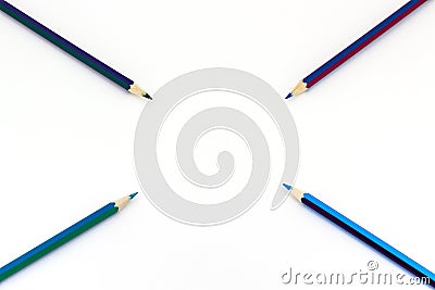 Multicolored pencils on white background Stock Photo