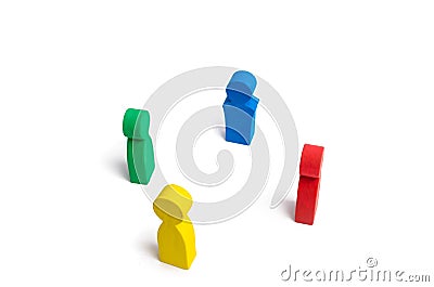 Multicolored people in a circle on a white background. concept of cooperation and teamwork. Difference and diversity of people. Wo Stock Photo