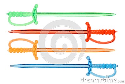 Multicolored plastic food skewers in rapier shape Stock Photo
