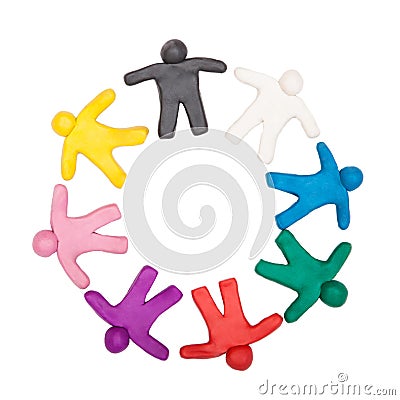 Multicolored plasticine human figures Stock Photo