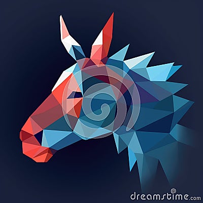 Multicolored portrait of a horse in the style of cubism. AI generative illustration Cartoon Illustration