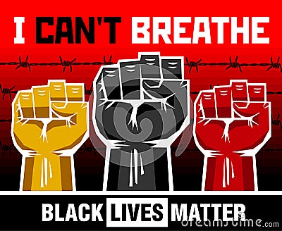 Multicolored protest clenched fists Vector Illustration