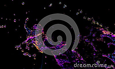 Multicolored psychedelics splashing wave on the black background Stock Photo