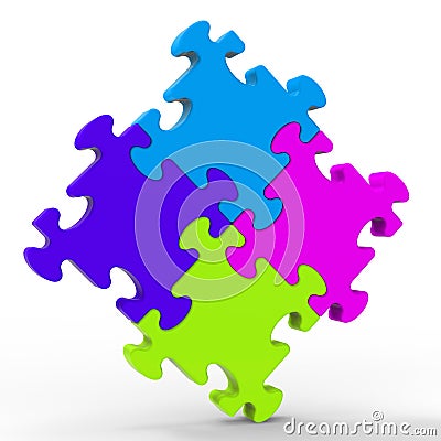 Multicolored Puzzle Square Shows Unity Stock Photo
