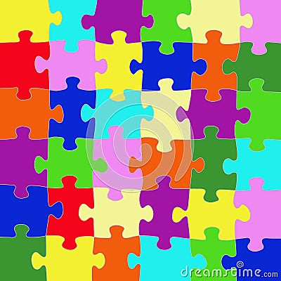 Multicolored puzzle with a white outline Stock Photo