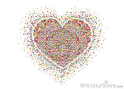 Multicolored rainbow confetti in the shape of a heart. Vector. Stock Photo