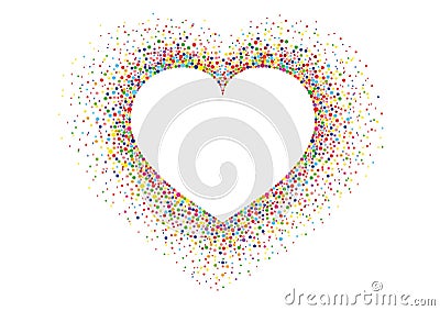 Multicolored rainbow confetti in the shape of a heart. Vector. Stock Photo