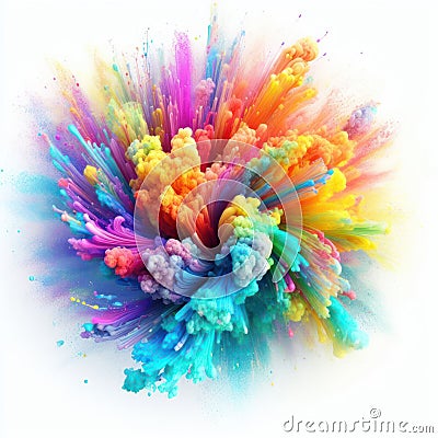 multicolored rainbow powder paint explosion Stock Photo