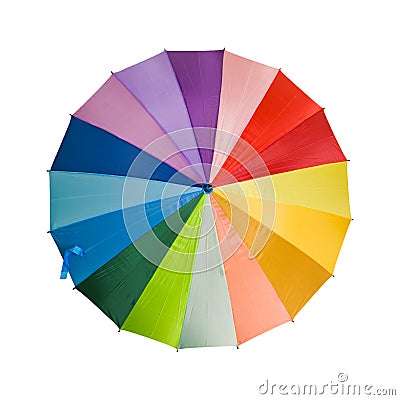 Multicolored rainbow umbrella shot from Stock Photo