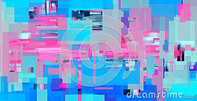 Multicolored rectangles, digital abstract painting. Beautiful random colors background artwork. Painting in blue colors scheme Stock Photo