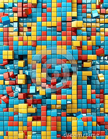 Multicolored rectangular cube blocks elements background Stock Photo