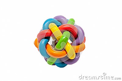 Multicolored rubber toy ball of many interlaces Stock Photo