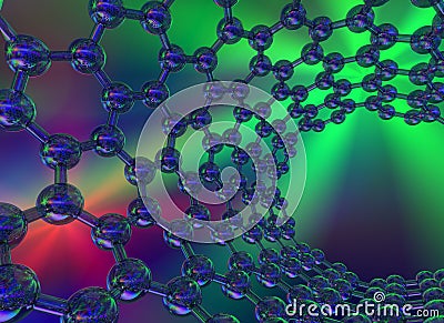 Multicolored scientific background with carbon nan Stock Photo