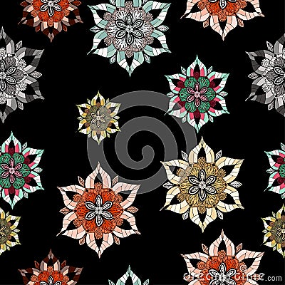 Multicolored seamless australian ethnic, aboriginal dots ethnic style pattern Vector Illustration