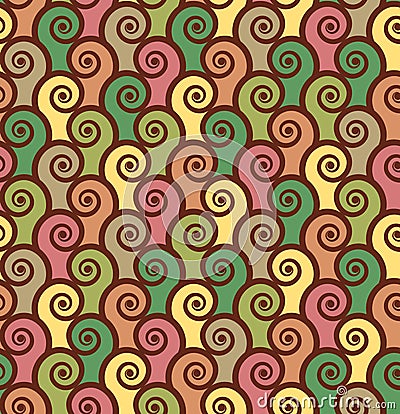 Multicolored seamless spirals background Vector Illustration