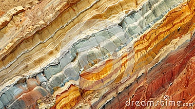 Multicolored sedimentary rock layers. Macro shot of geological formation Stock Photo