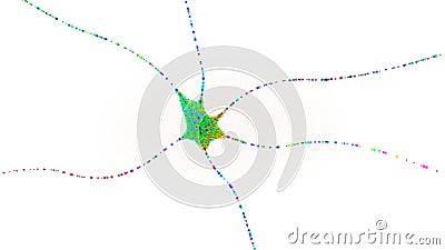 Multicolored single nerve cell or neuron Cartoon Illustration