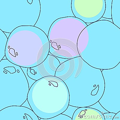 Multicolored soap bubbles on blue background Vector Illustration