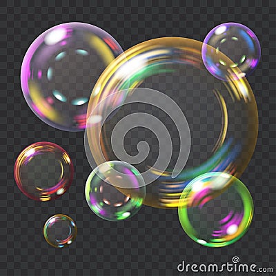 Multicolored soap bubbles Vector Illustration