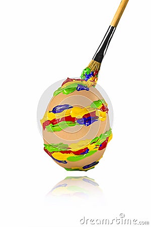 Multicolored spiral brush stroke on the egg Stock Photo