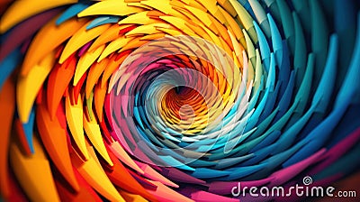 A multicolored spiral is shown in this image. Generative AI image. Stock Photo
