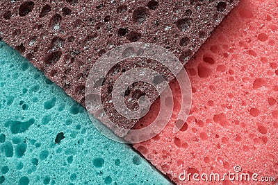 Multicolored sponges for washing dishes Stock Photo