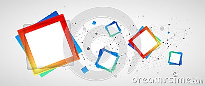 Multicolored squares arranged on a plexus abstraction for use in scientific or technical fields. Vector Illustration