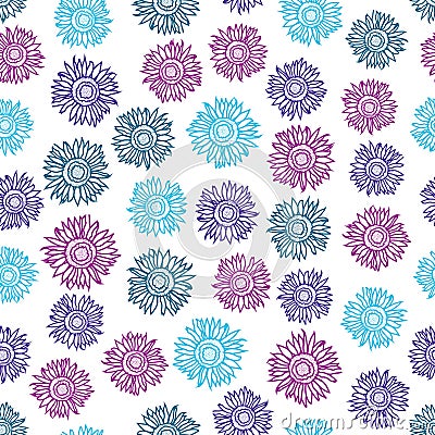 Multicolored sun flower seamless pattern background. Vector Illustration