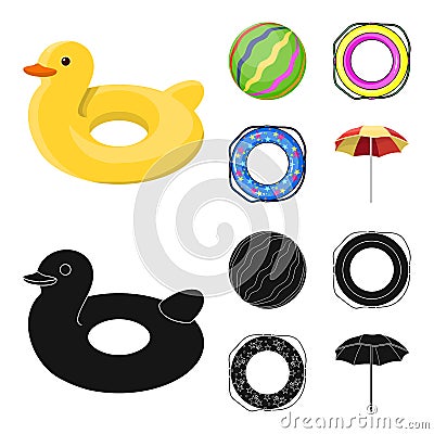 Multicolored swimming circle cartoon,black icons in set collection for design. Different lifebuoys vector symbol stock Vector Illustration