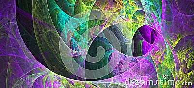 Multicolored swirl bubbly fractal background. Abstract bright artistic motion composition. Modern futuristic dynamic bio pattern. Stock Photo