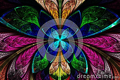 Multicolored symmetrical fractal pattern as flower or butterfly Stock Photo