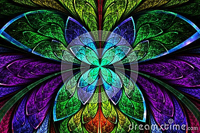 Multicolored symmetrical fractal pattern as flower or butterfly Stock Photo