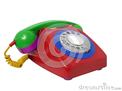 Multicolored Rotary Landline Telephone Stock Photo