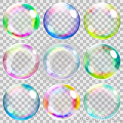 Multicolored transparent soap bubbles Stock Photo