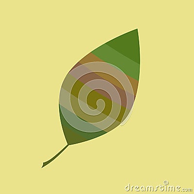 Multicolored tree leaf on yellow background, color illustration, design. Cartoon Illustration