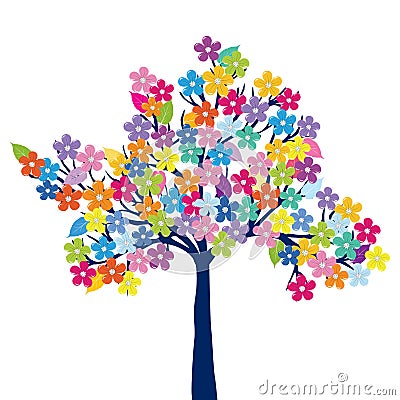 Multicolored tree on white background Vector Illustration