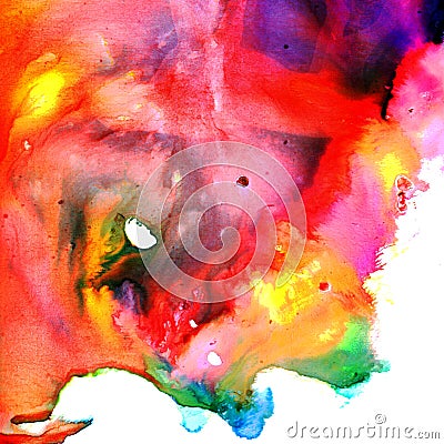 multicolored watercolor abstraction paint divorces on white paper Stock Photo