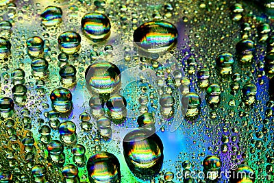 Multicolored waterdrops Stock Photo